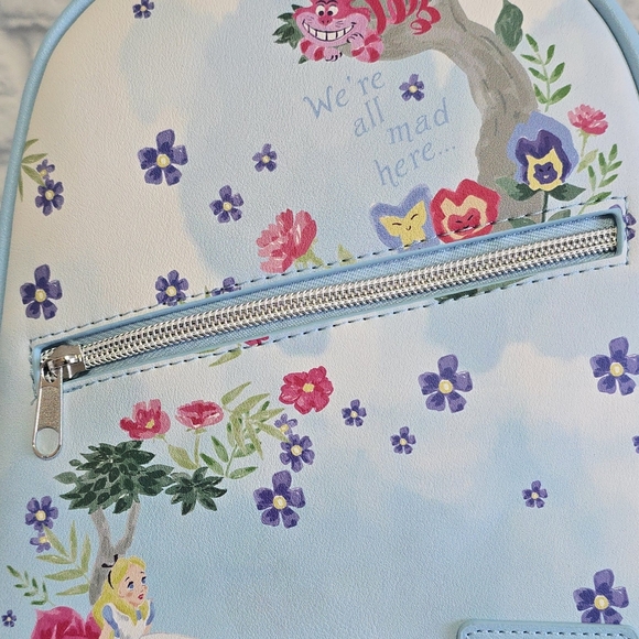 Loungefly Alice in Wonderland Character Floral Mini Backpack Disney Bag Blue New - Picture 7 of 16